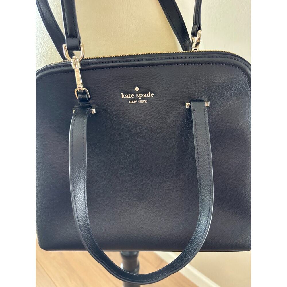 Kate Spade New York Leather Satchel Purse Handbag Shoulder Strap Black Womens